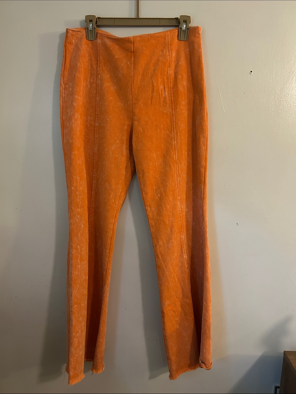 Mystree Orange Velvet Boot-Cut Pants